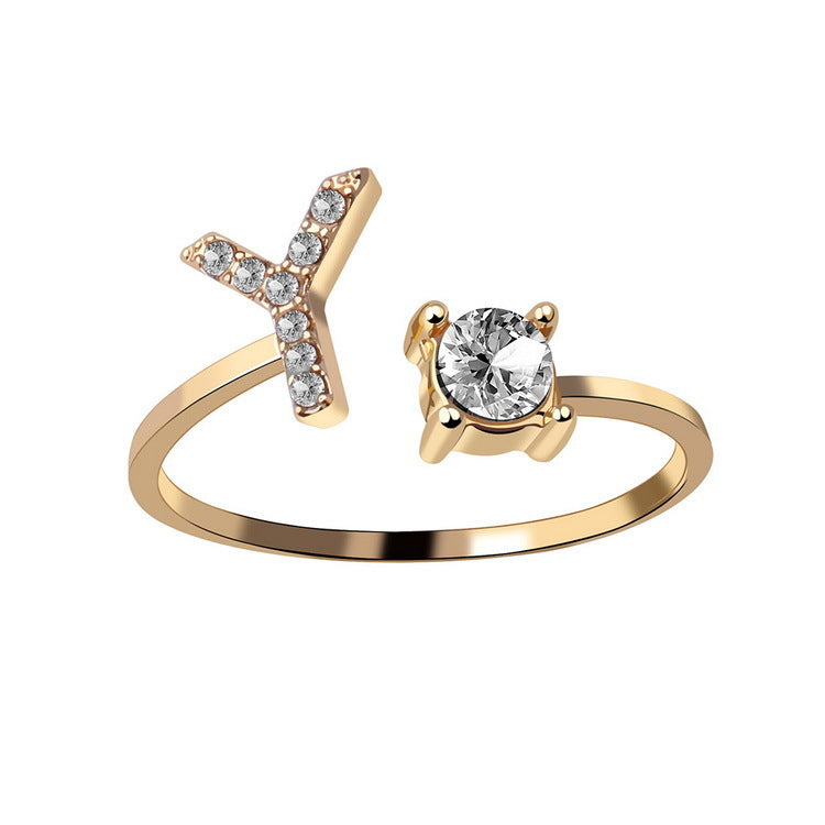New Design Adjustable 26 Initial Letter Ring Fashion Jewelry For Women Simple Elegant Jewelry New Design Adjustable 26 Initial Letter Ring Fashion Jewelry For Women Simple Elegant Jewelry